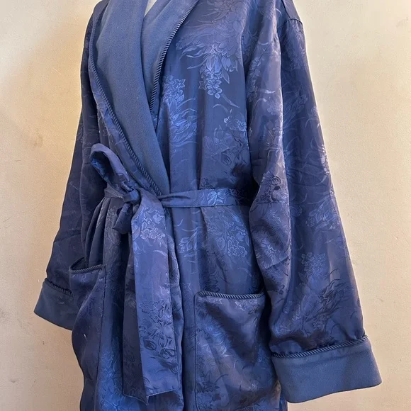 Vintage blue Sonoma floral fleece lined robe size large - Picture 6 of 9